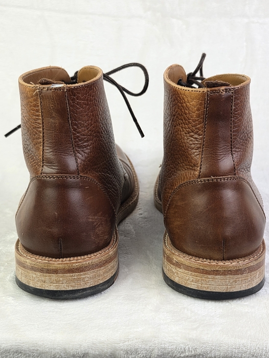 TAFT Rome Boot Mens EU 42.5 US 9.5 Brown Pebbled Leather Cap Toe Lace Up Spain